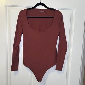 Abercrombie & Fitch Deep Red Long Sleeve Bodysuit